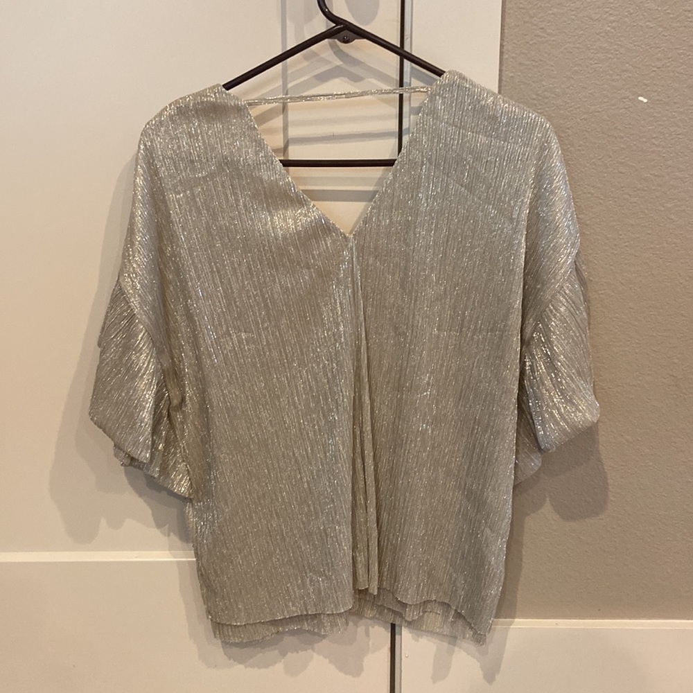 Anthropologie. Vanessa Virginia. Blouse. Silver thread. XS. petite.